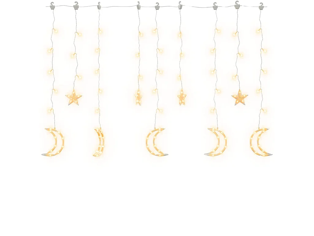 Luces estrella y luna 138 LEDs blanco cálido con control remoto