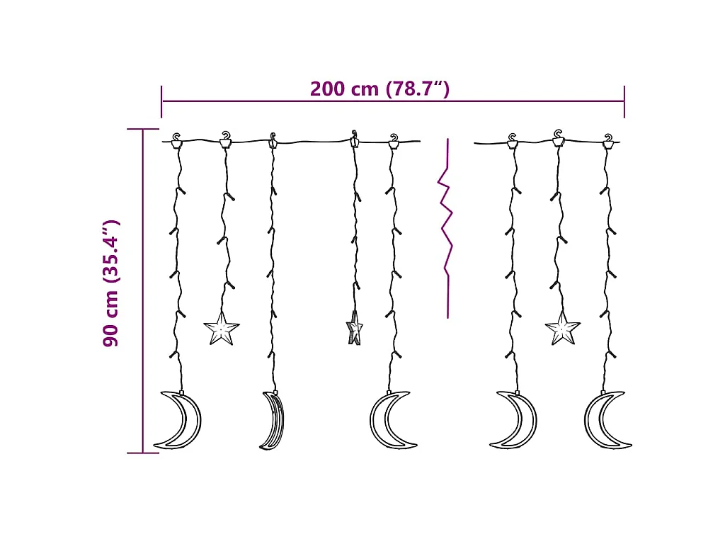 Luces estrella y luna 138 LEDs blanco cálido con control remoto