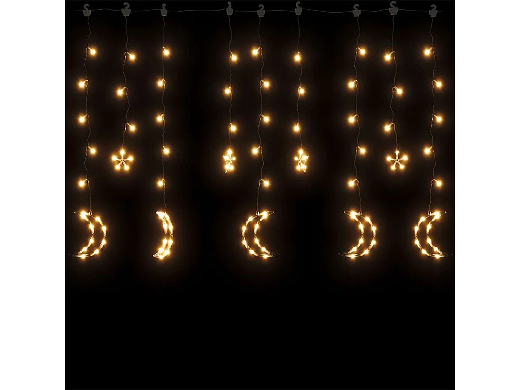 Luces estrella y luna 138 LEDs blanco cálido con control remoto