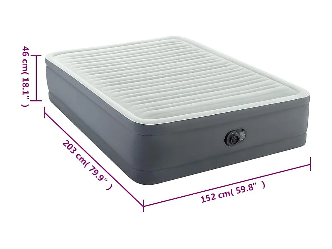 Lit gonflable PremAire blanc et gris Queen Size 152x203x46 cm