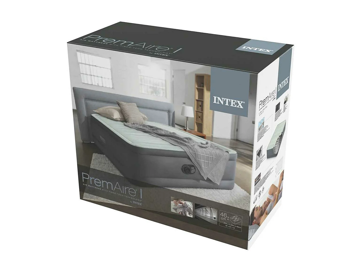 Lit gonflable PremAire blanc et gris Queen Size 152x203x46 cm