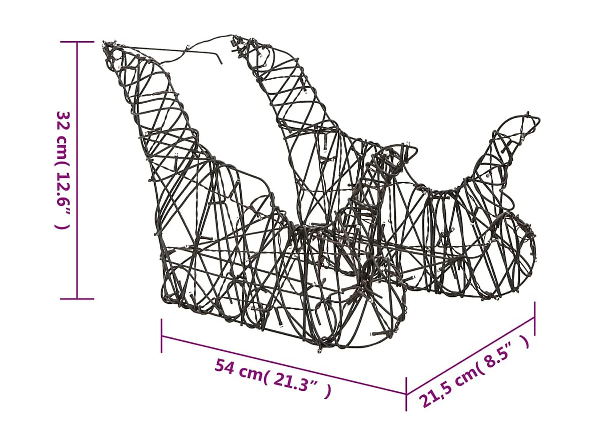 LED-Rentiere mit Schlitten 160 LEDs Warmweiß Rattan