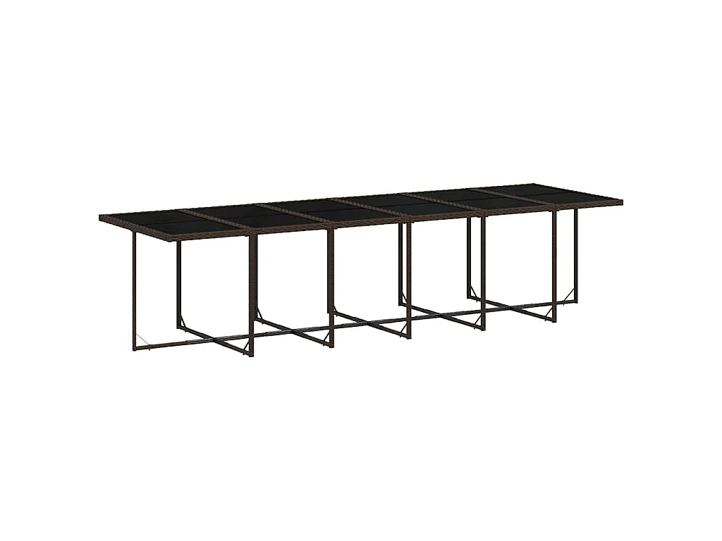 Ensemble à manger de jardin avec coussins 13 pcs marron rotin