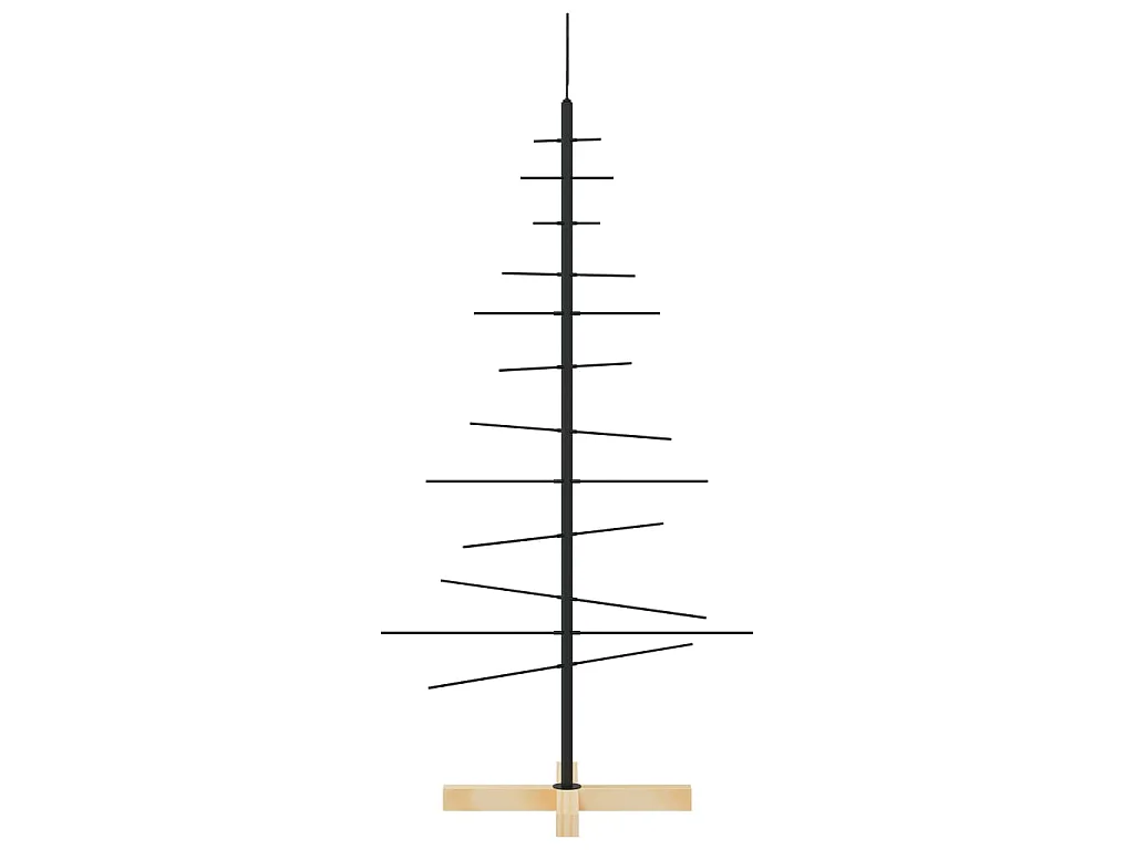 Kerstdecoratie kerstboom met houten basis 120 cm metaal zwart