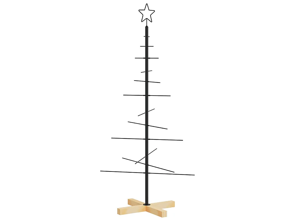 Kerstdecoratie kerstboom met houten basis 120 cm metaal zwart