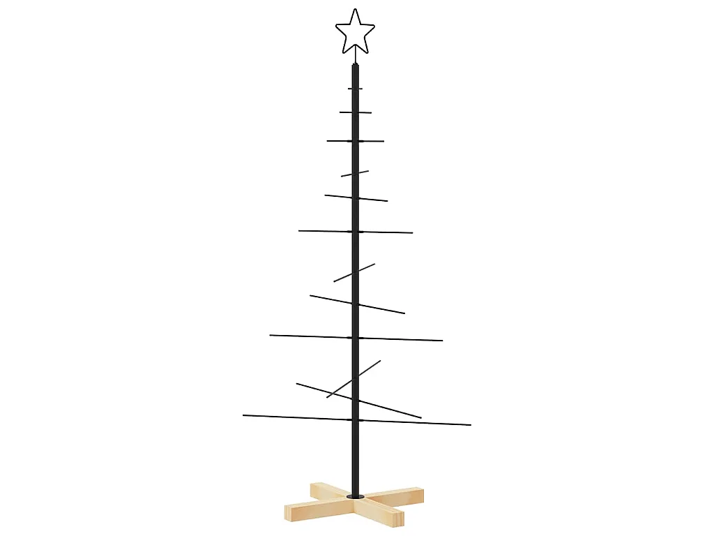 Albero di Natale in Metallo con Base in Legno Nero 120 cm
