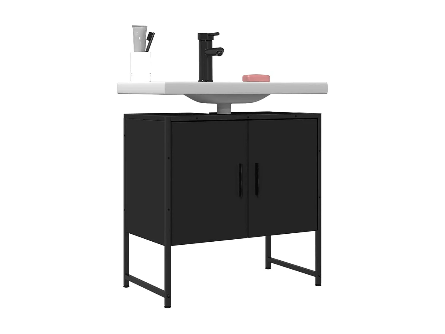 Waschbeckenunterschrank Schwarz 60x33x60 cm Holzwerkstoff