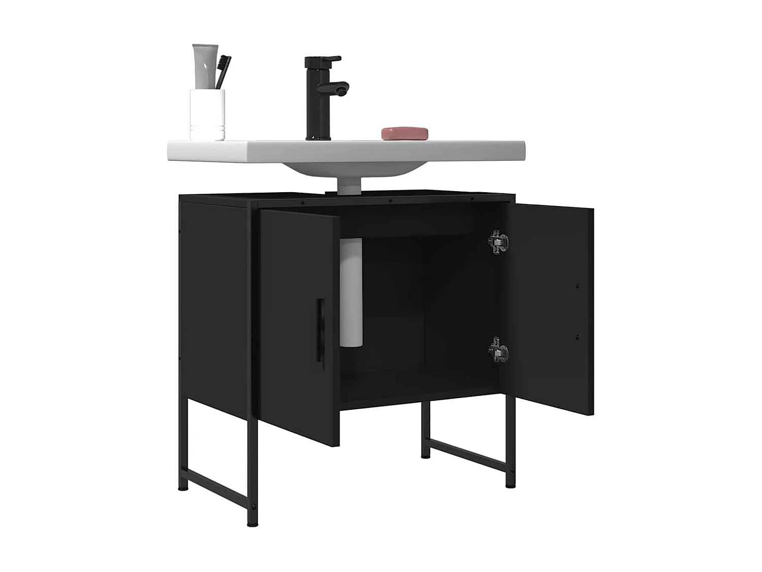 Waschbeckenunterschrank Schwarz 60x33x60 cm Holzwerkstoff