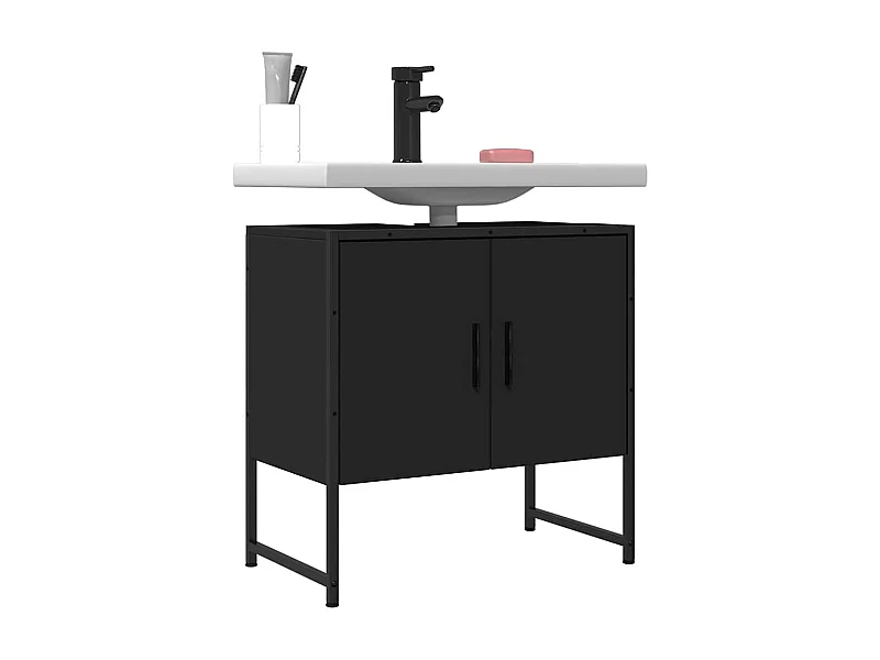 Wastafelkast 60x33x60 cm bewerkt hout zwart