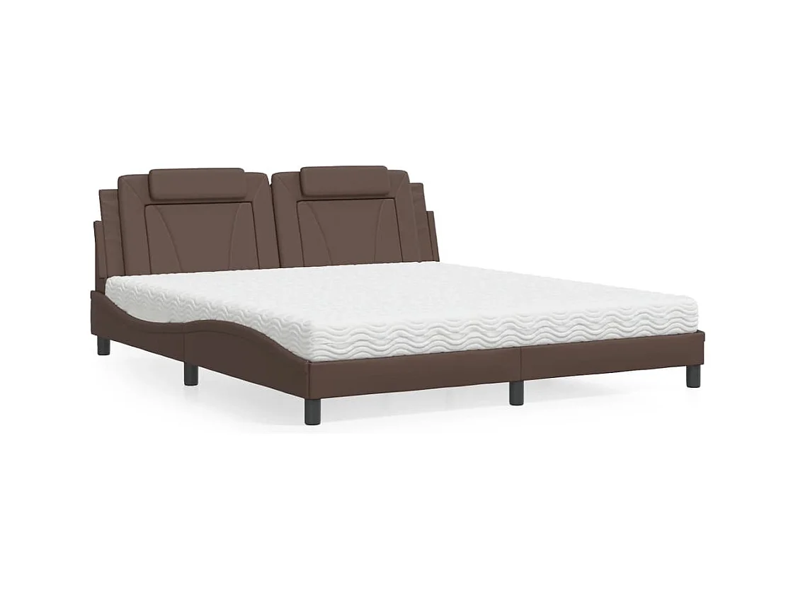 Bed "Viana" met matras kunstleer bruin 180x200 cm