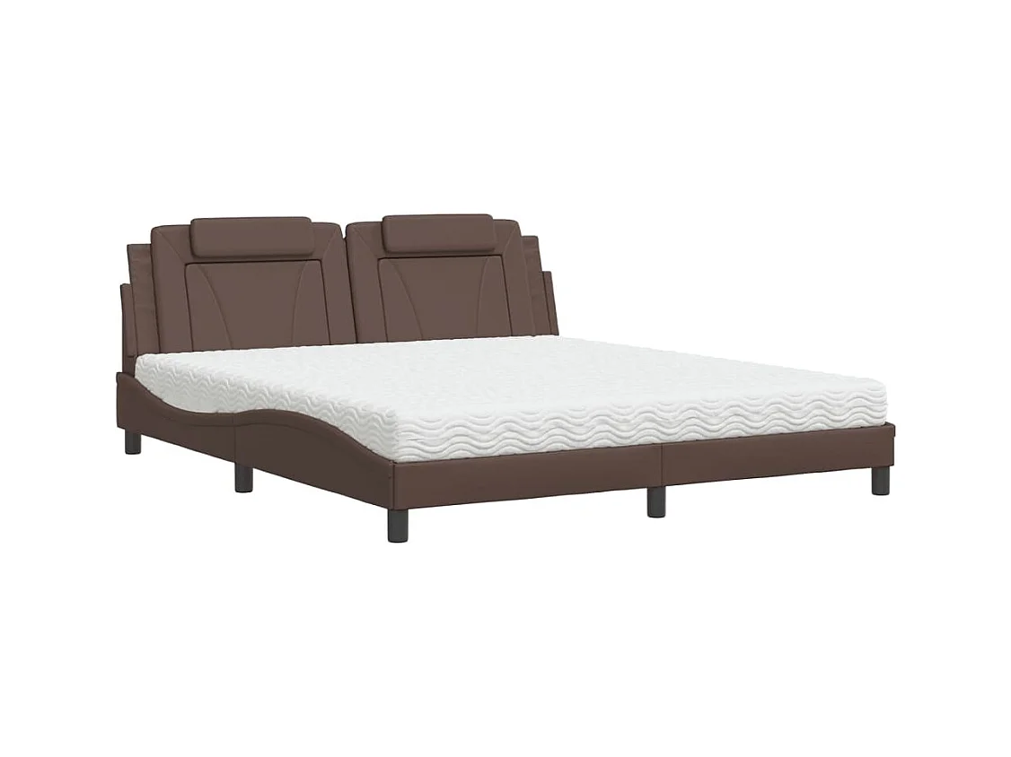 Cama com colchão 180x200 cm couro artificial castanho