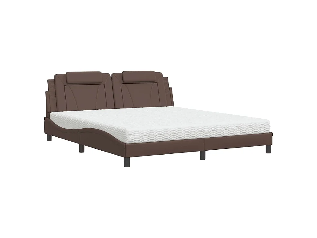 Bed "Viana" met matras kunstleer bruin 180x200 cm