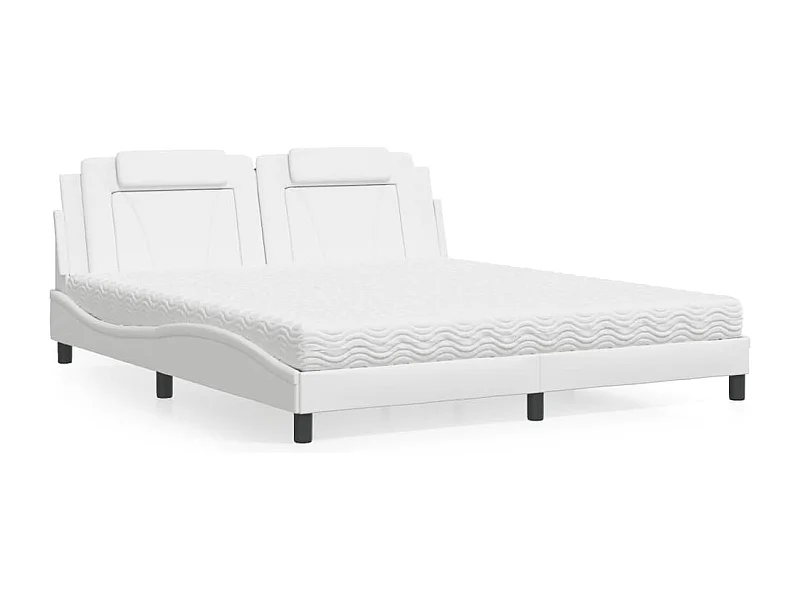 Cama com colchão 180x200 cm couro artificial branco
