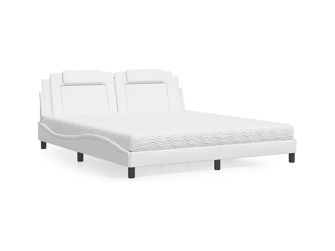 Cama com colchão 180x200 cm couro artificial branco