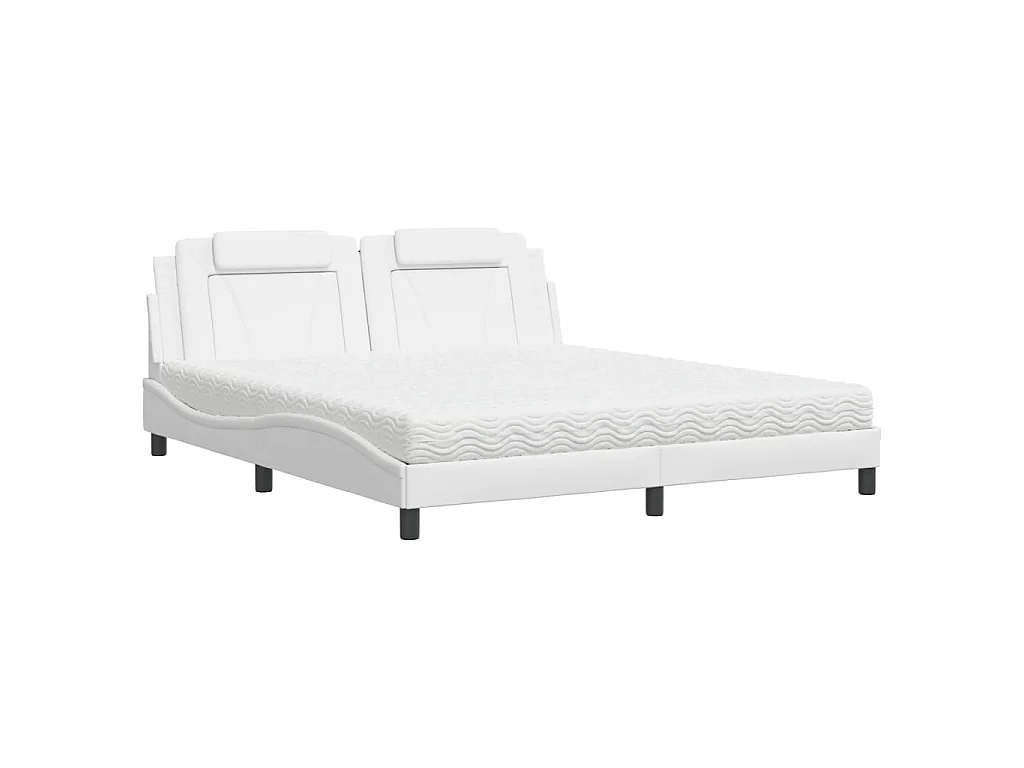 Letto Viana con Materasso Bianco 180x200 cm in Similpelle