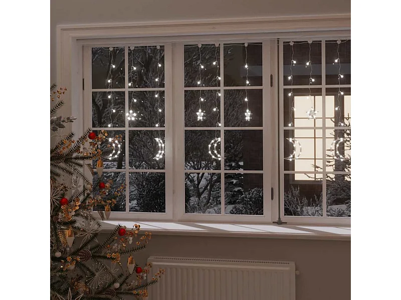 Luzes luas e estrelas c/ controlo remoto 138 LEDs branco frio