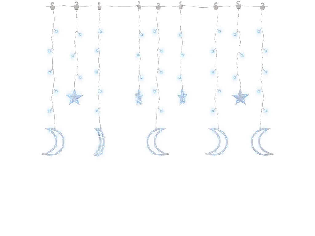 Guirlande lumineuse étoile et lune avec télécommande 138 LED