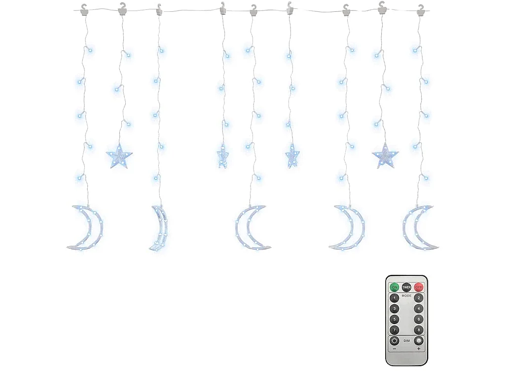 Lichtslinger ster en maan afstandsbediening 138 LED's koudwit