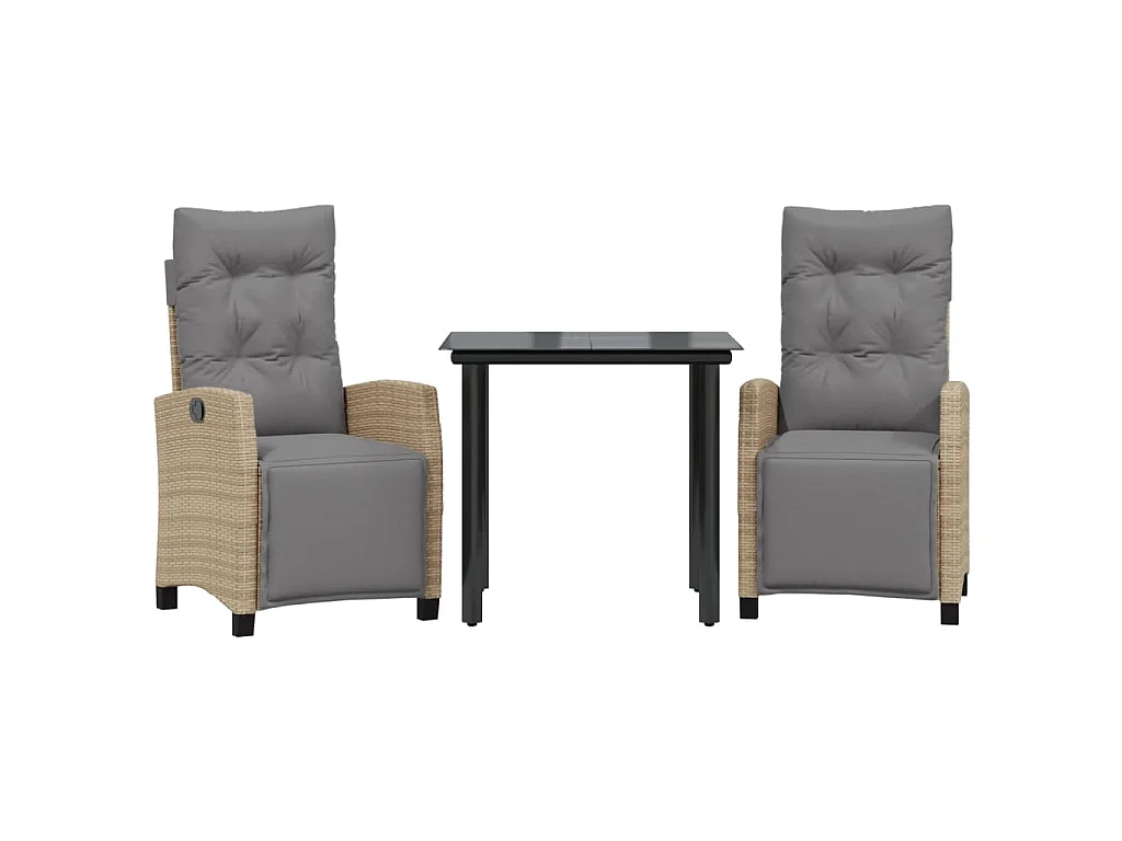 Ensemble à manger de jardin et coussins 3 pcs mélange beige