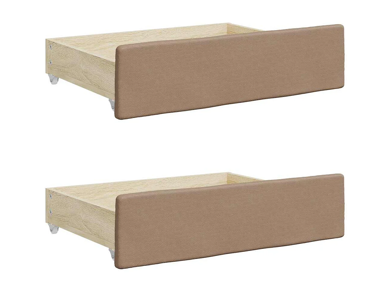Tiroirs de lit 2 pcs cappuccino bois d'ingénierie et similicuir