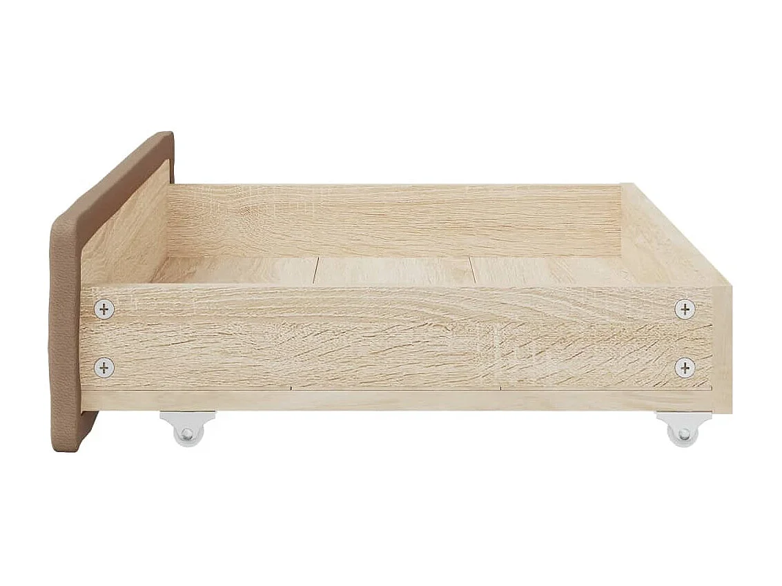 Tiroirs de lit 2 pcs cappuccino bois d'ingénierie et similicuir