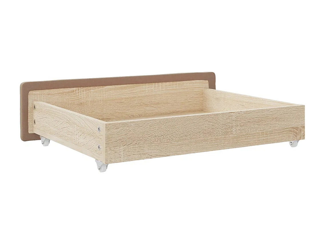 Tiroirs de lit 2 pcs cappuccino bois d'ingénierie et similicuir