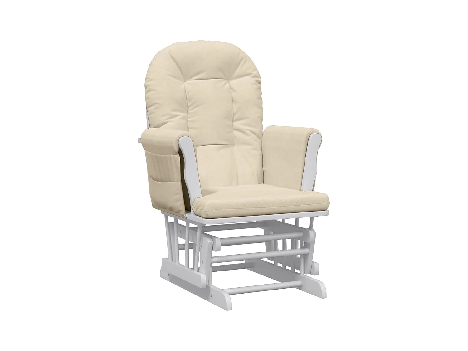 Schaukelsessel mit Hocker Gleitend Cremeweiß Stoff