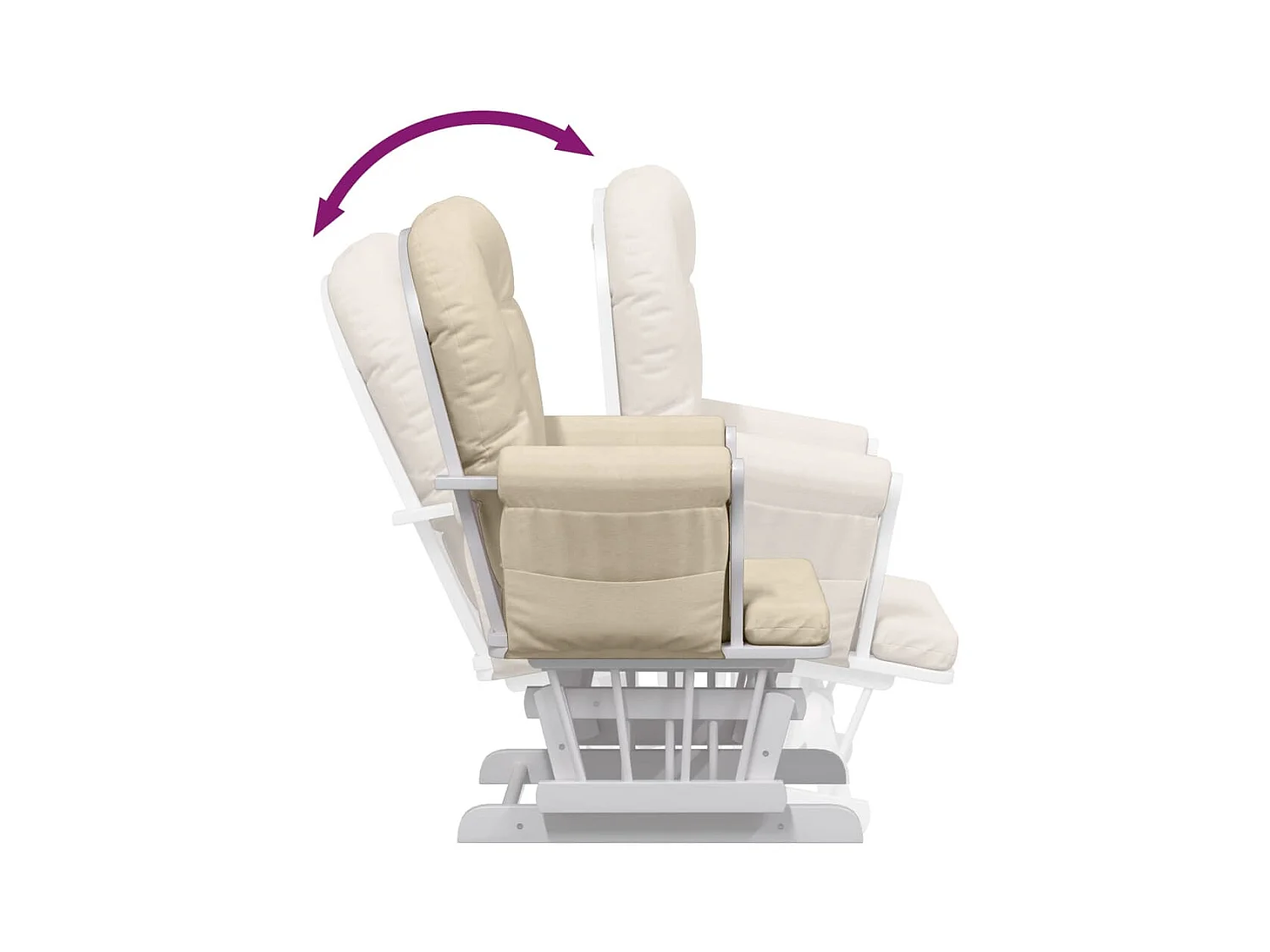 Schaukelsessel mit Hocker Gleitend Cremeweiß Stoff