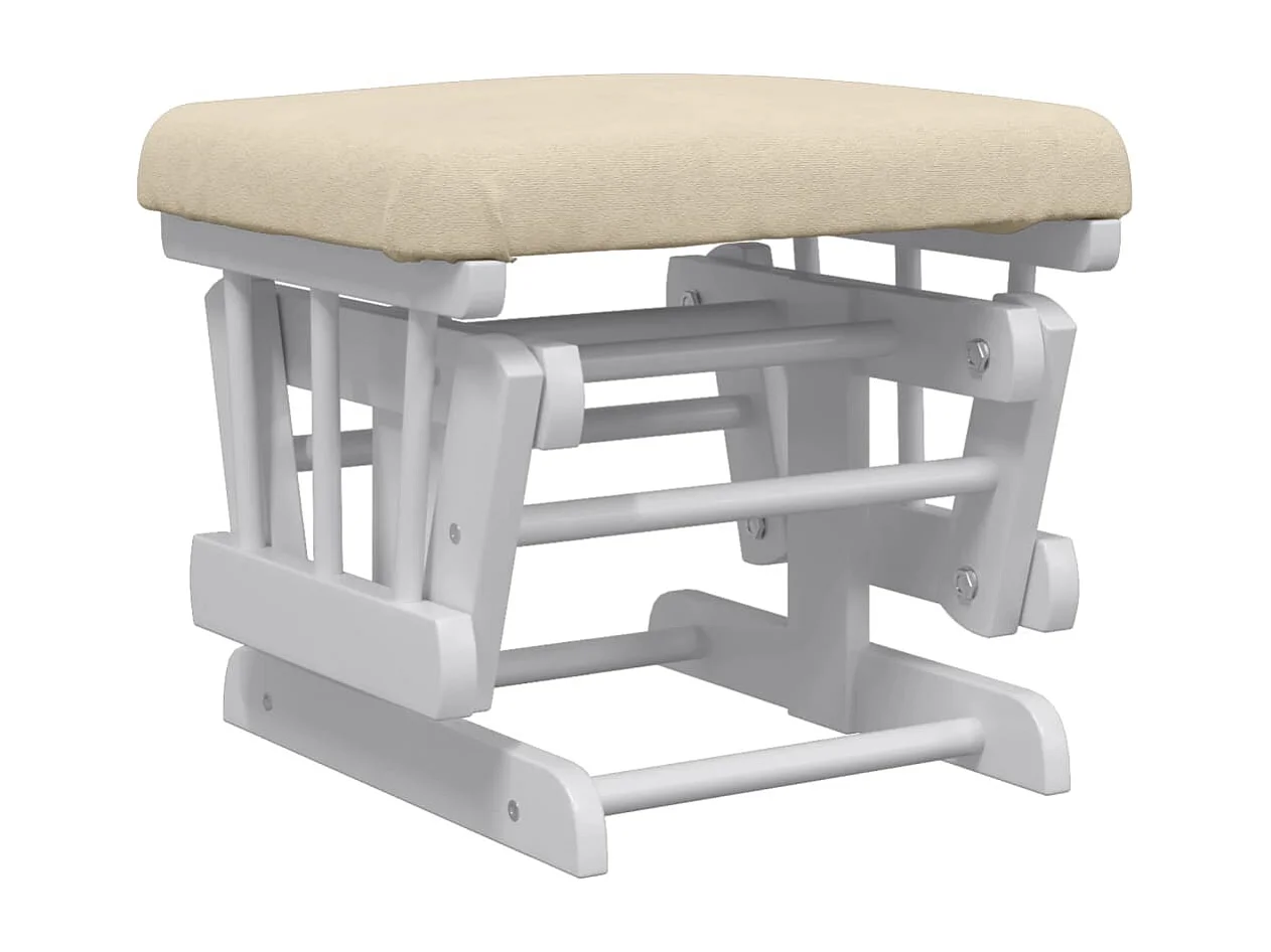 Schaukelsessel mit Hocker Gleitend Cremeweiß Stoff