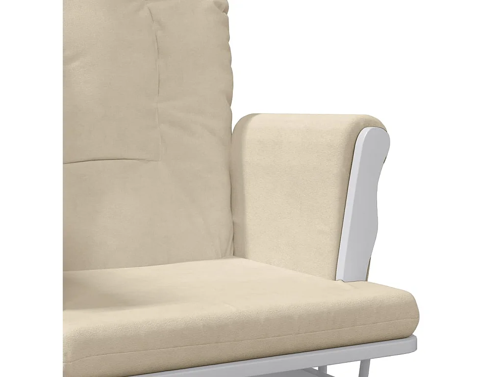 Schaukelsessel mit Hocker Gleitend Cremeweiß Stoff