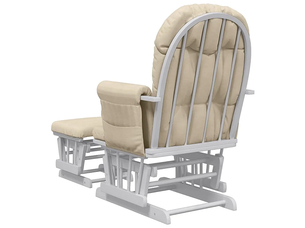 Chaise berçante avec repose-pied Blanc crème Tissu
