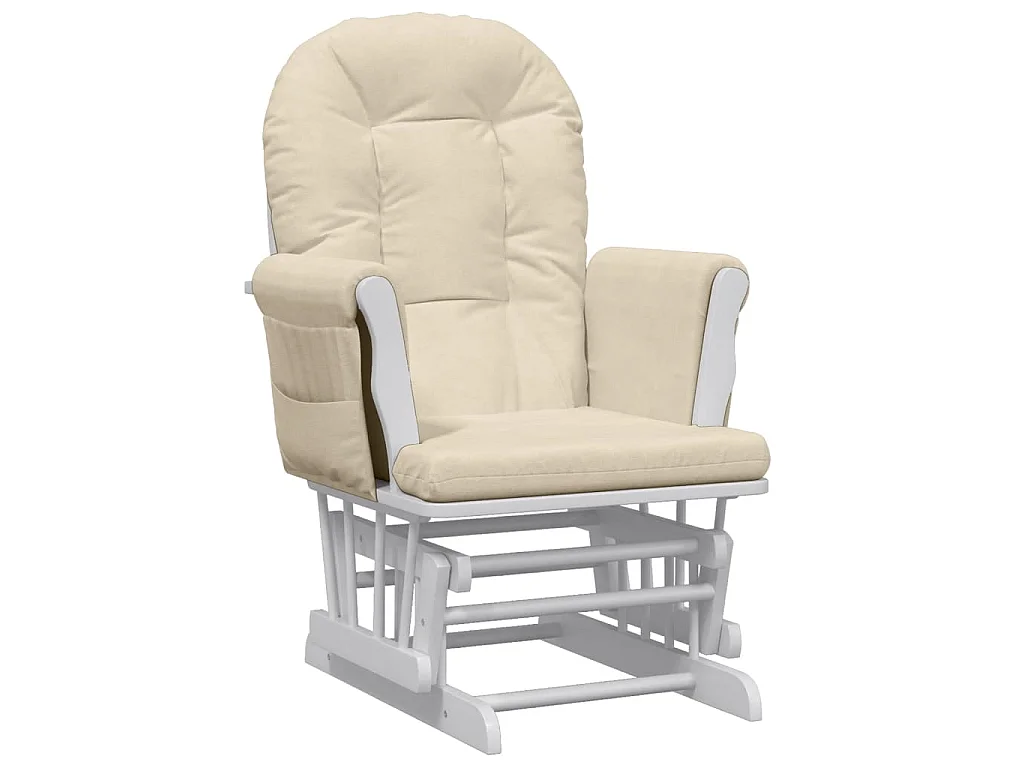 Chaise berçante avec repose-pied Blanc crème Tissu
