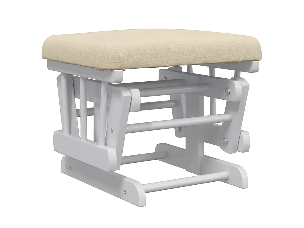 Chaise berçante avec repose-pied Blanc crème Tissu