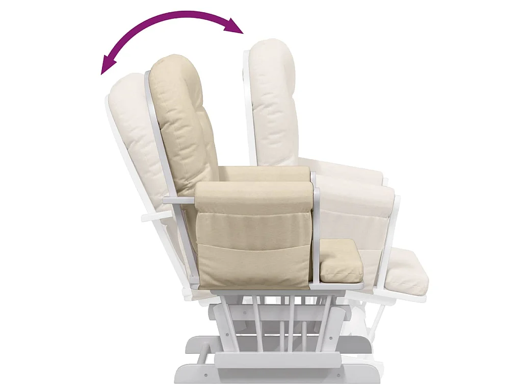 Chaise berçante avec repose-pied Blanc crème Tissu