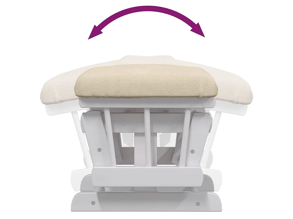 Chaise berçante avec repose-pied Blanc crème Tissu