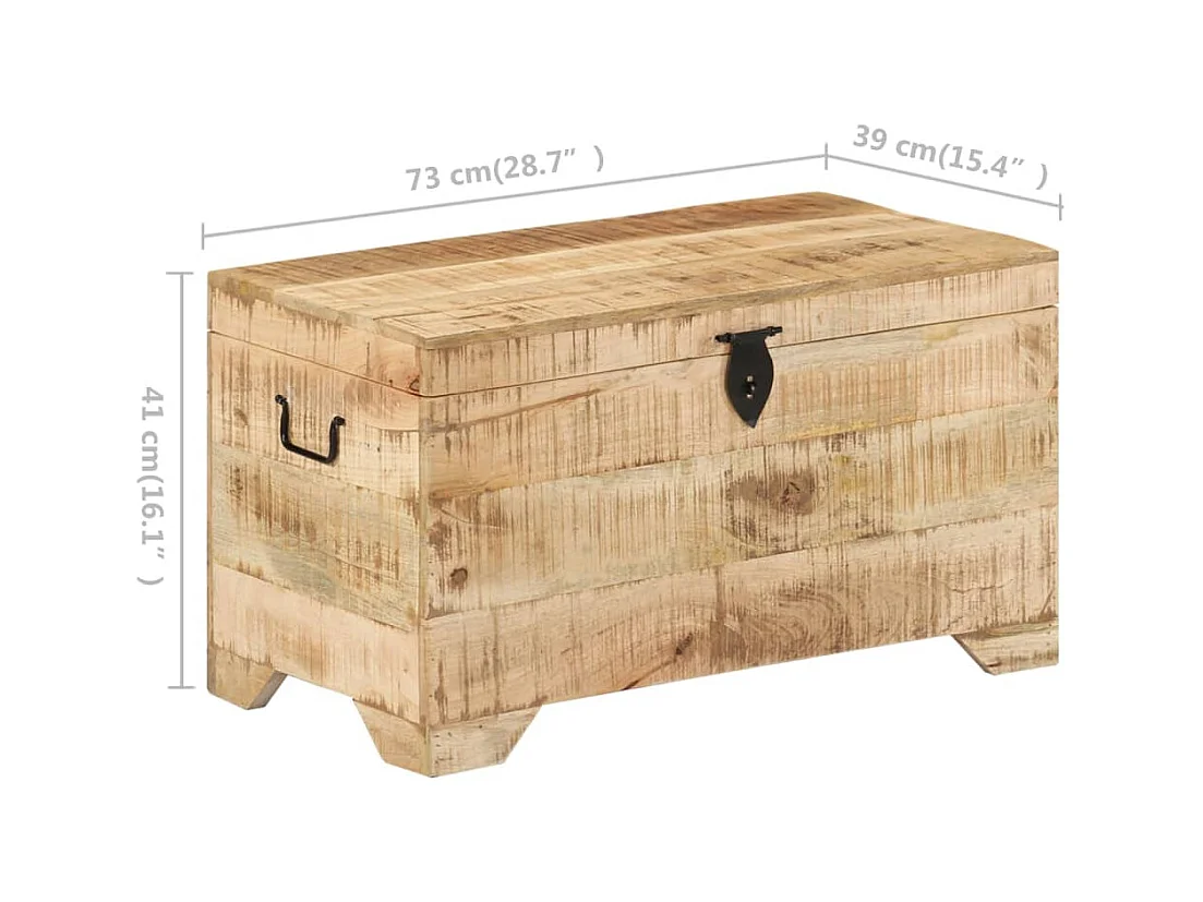 Opbergkist massief ruw mangohout