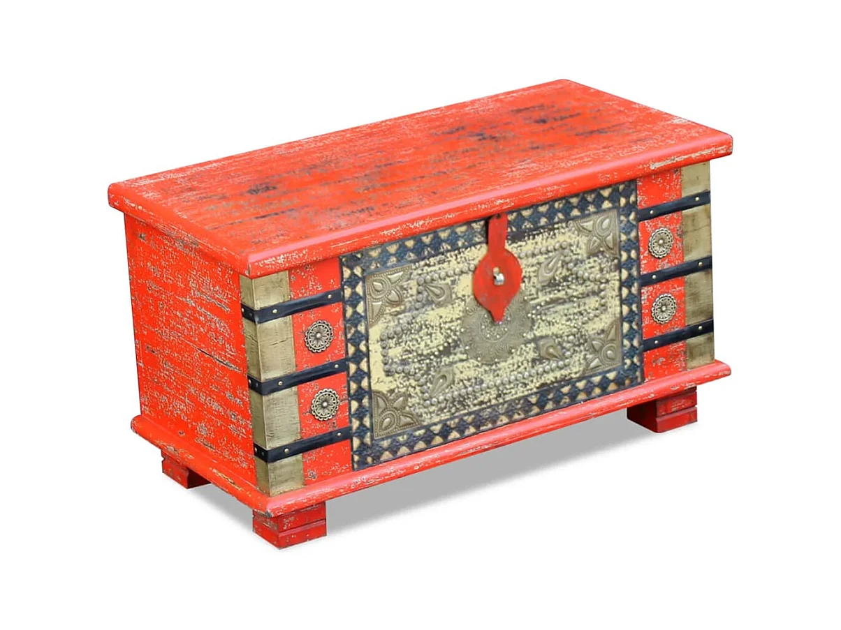 Coffre de rangement Bois de manguier rouge 80 x 40 x 45 cm