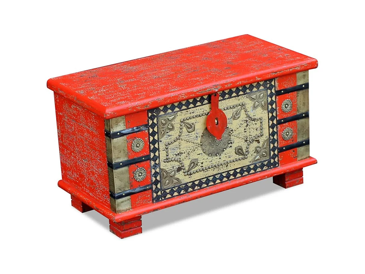 Coffre de rangement Bois de manguier rouge 80 x 40 x 45 cm
