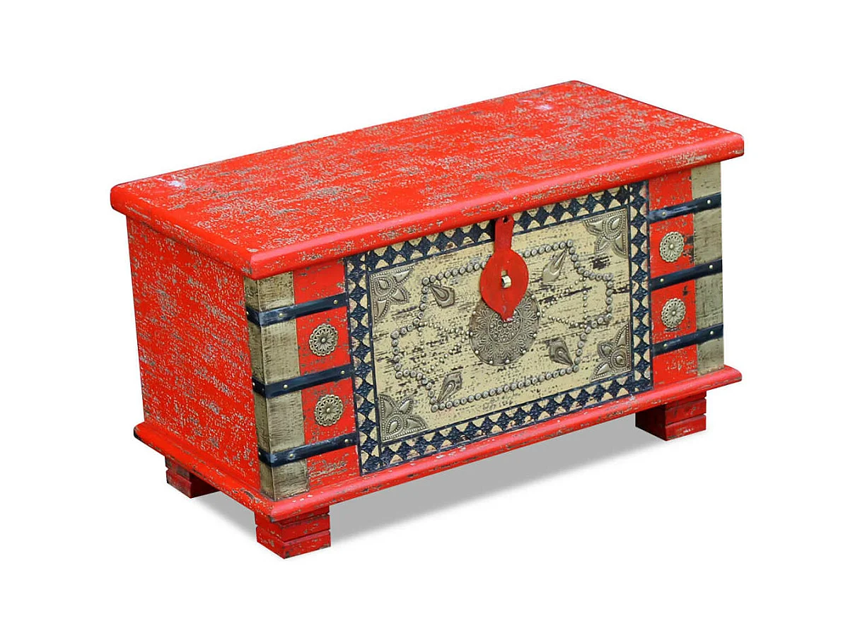 Coffre de rangement Bois de manguier rouge 80 x 40 x 45 cm