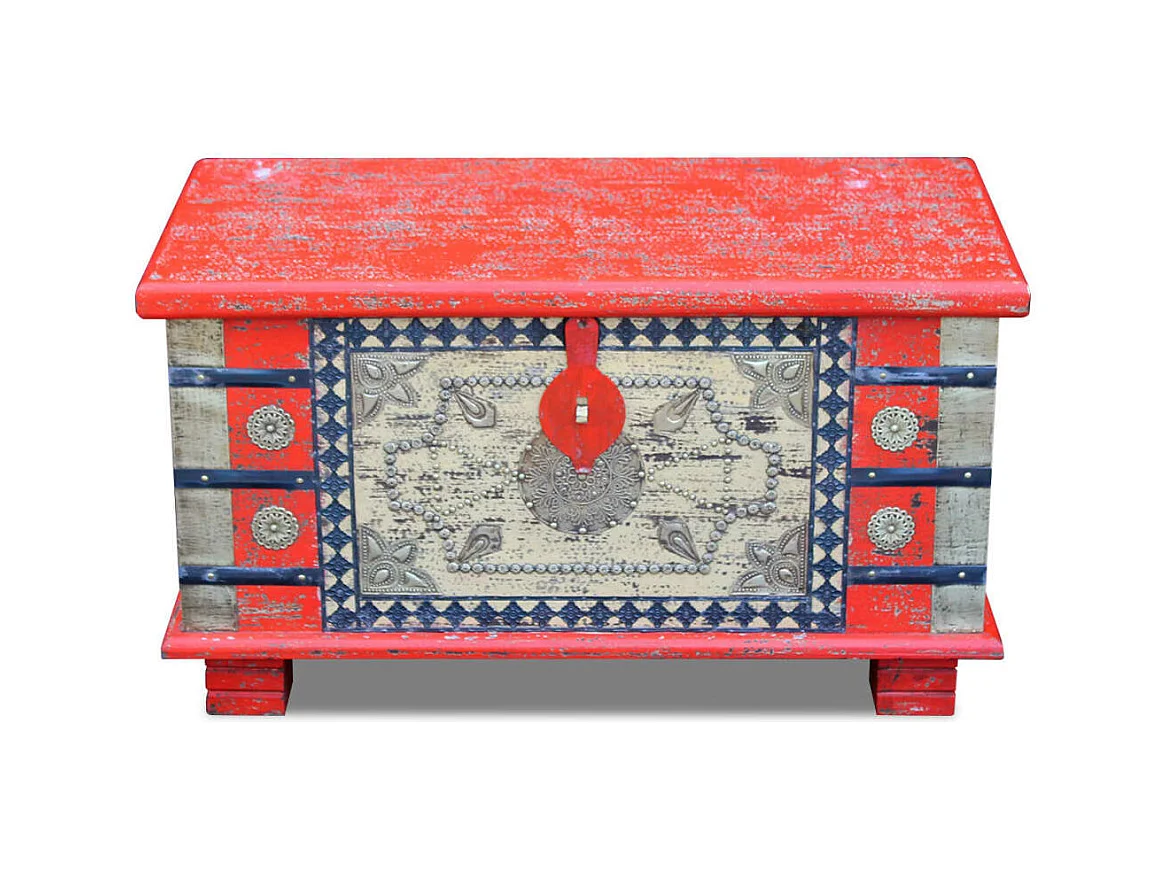 Coffre de rangement Bois de manguier rouge 80 x 40 x 45 cm