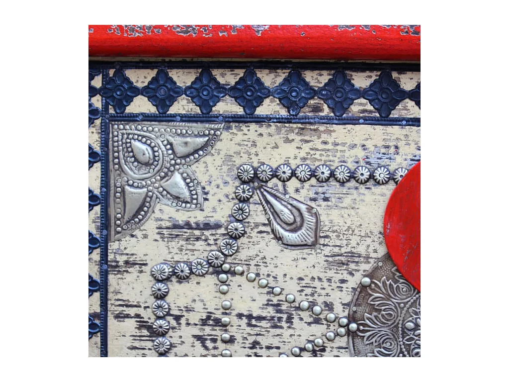 Coffre de rangement Bois de manguier rouge 80 x 40 x 45 cm