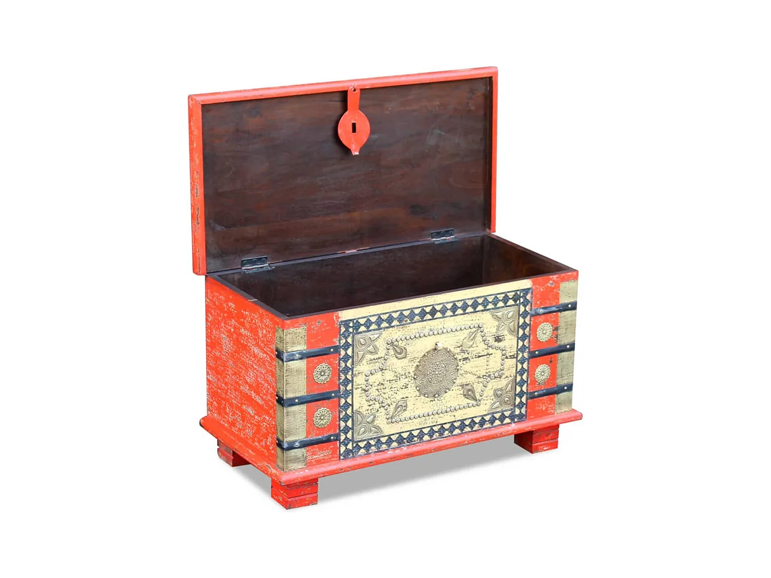 Coffre de rangement Bois de manguier rouge 80 x 40 x 45 cm