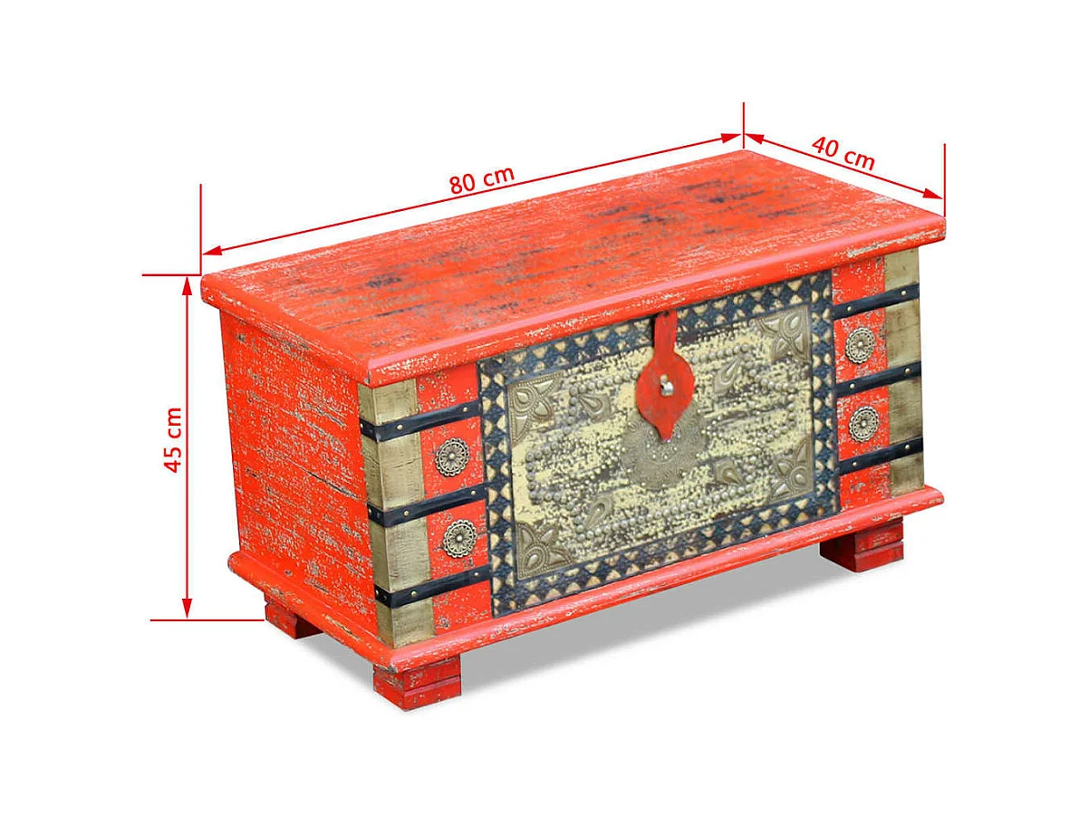 Coffre de rangement Bois de manguier rouge 80 x 40 x 45 cm