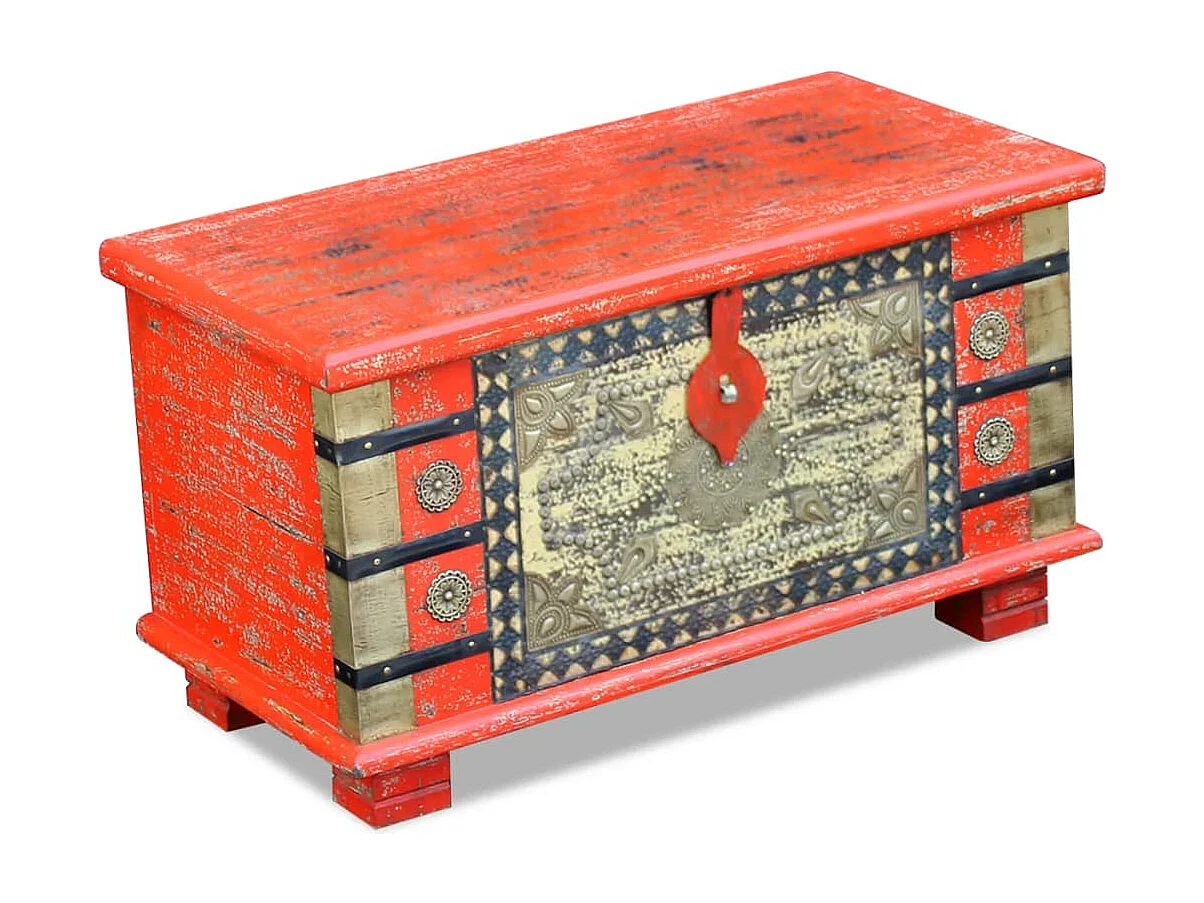 Coffre de rangement Bois de manguier rouge 80 x 40 x 45 cm