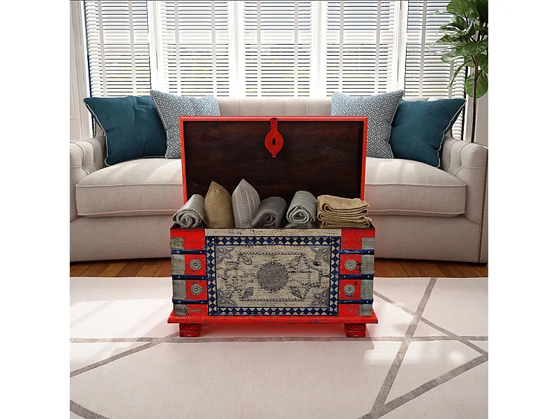 Aufbewahrungstruhe Rot Mangoholz 80x40x45 cm