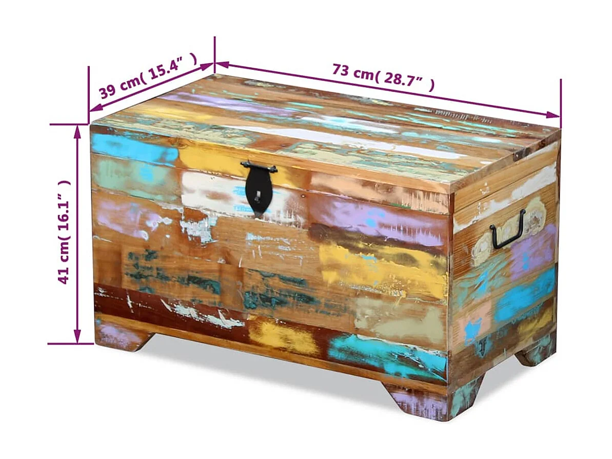 Coffre de rangement Bois de récupération massif