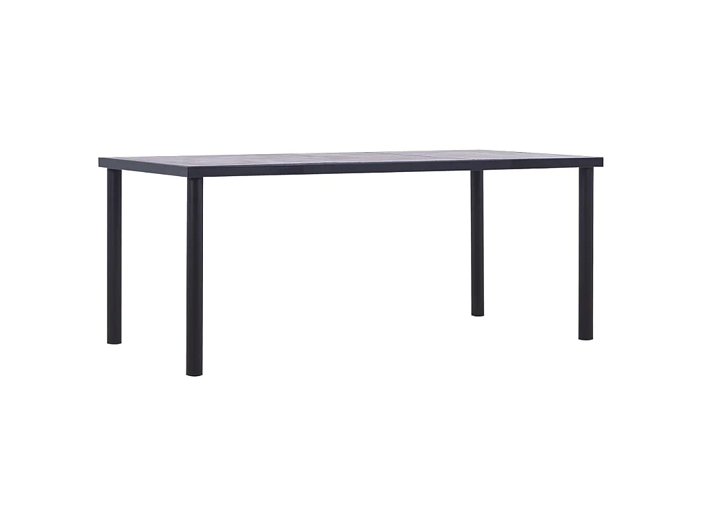 Tavolo da Pranzo Nero e Grigio Cemento 180x90x75 cm in MDF