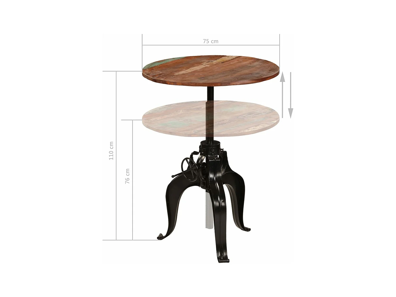 Table de bar Bois de récupération massif 75x(76-110) cm