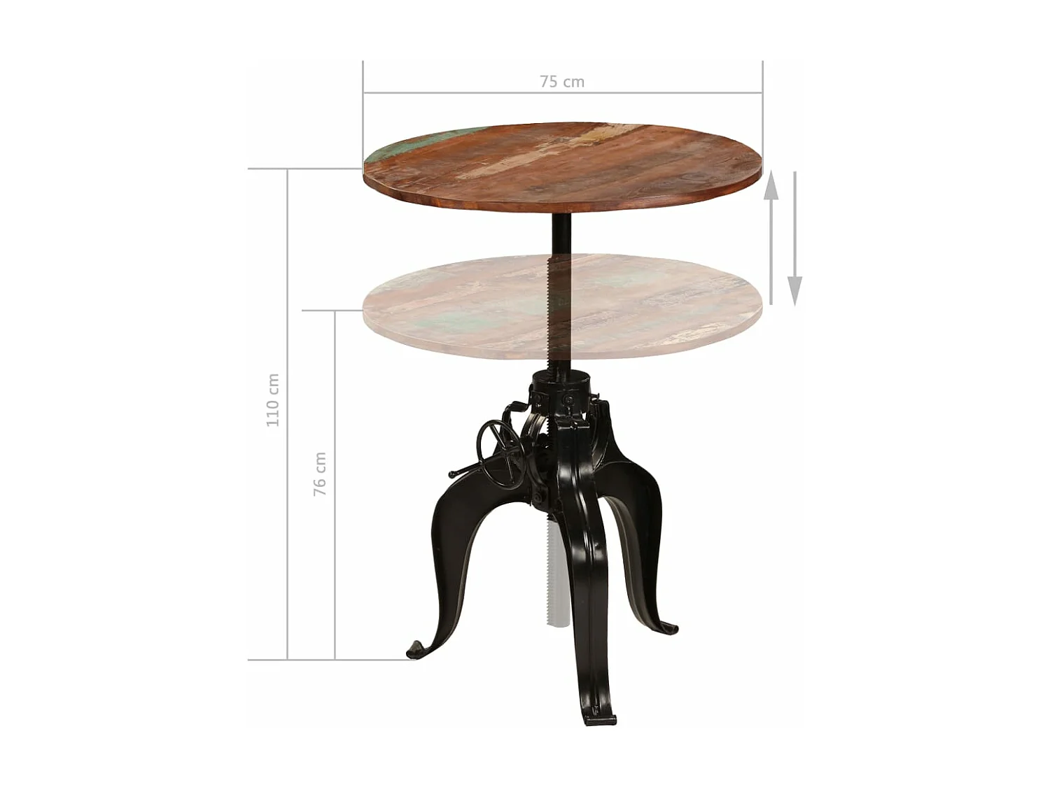 Table de bar Bois de récupération massif 75x(76-110) cm