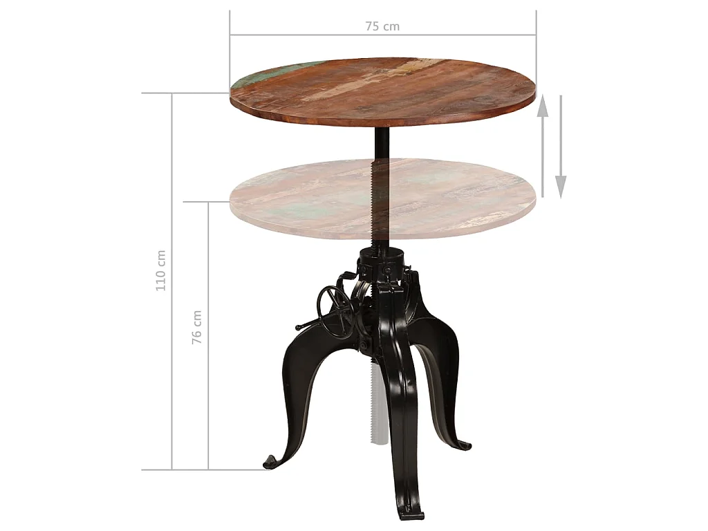 Table de bar Bois de récupération massif 75x(76-110) cm
